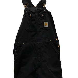 Carhartt 36 X34 Men's R03 Black Overalls Insulated Pants USA Zipper Pockets